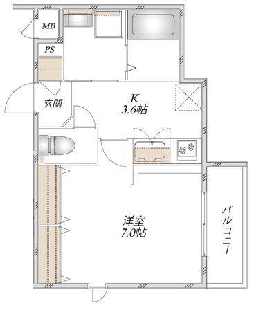 HM北綾瀬(1K/2階)の間取り写真