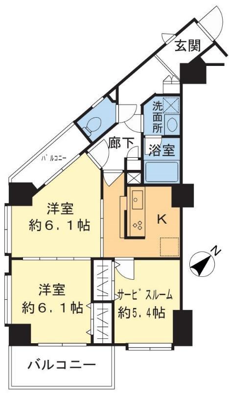 シャルムコート東日本橋(2SK/6階)の間取り写真