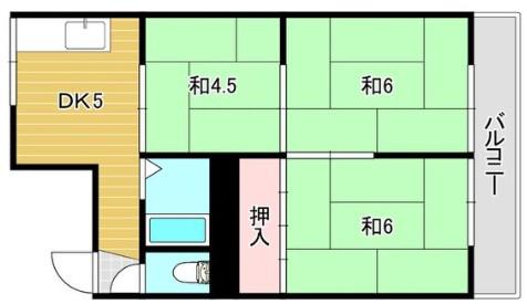 エアリーコート豊中(3DK/3階)の間取り写真