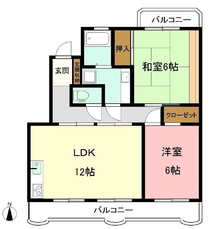 エクセルオオタケ(2LDK/3階)の間取り写真