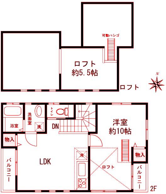 深見台ハウス(1LDK/2階)の間取り写真