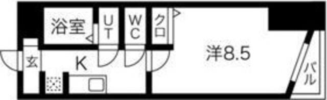 シャトーボヌール(1K/3階)の間取り写真