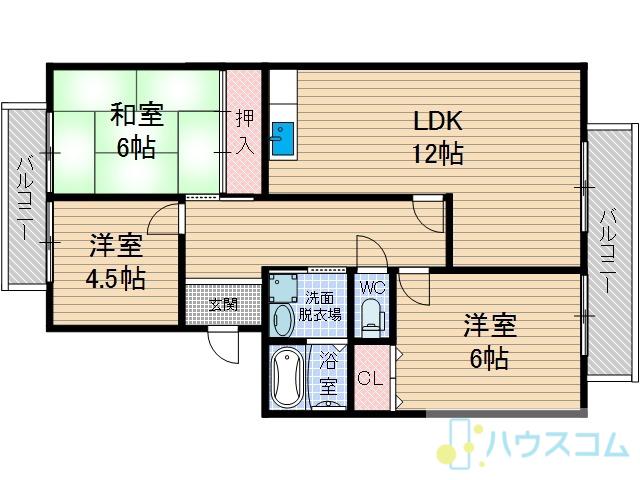 大阪モノレール彩都線 阪大病院前駅 徒歩2分 2階建 築29年(3LDK/1階)の間取り写真