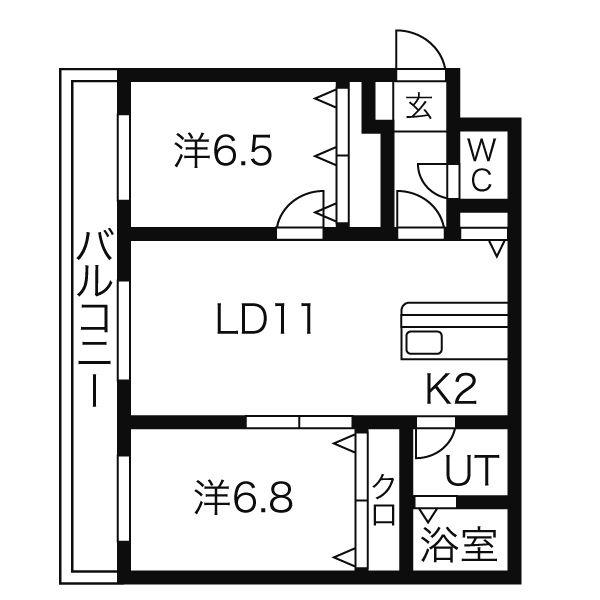 ヴィラージュ811(2LDK/2階)の間取り写真