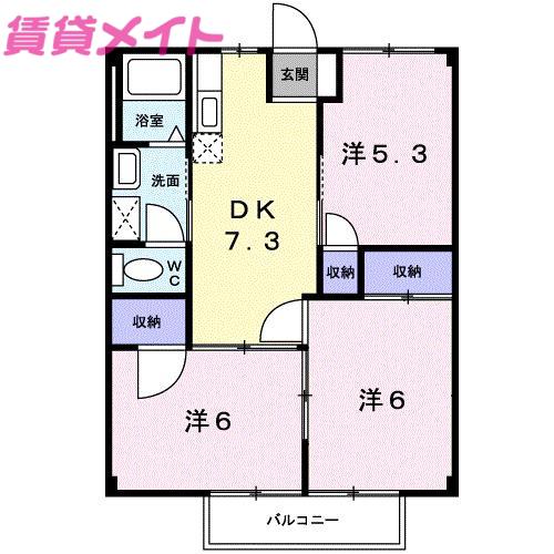 サニーヴィラ(3DK/2階)の間取り写真