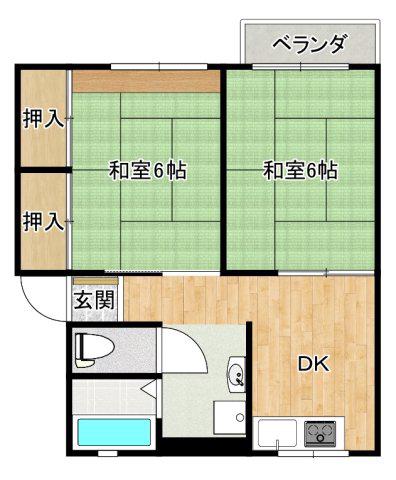 ソファレハイツII(2DK/2階)の間取り写真