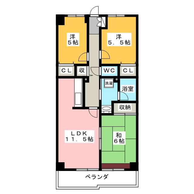 カーサエストゥペンダ(3LDK/5階)の間取り写真