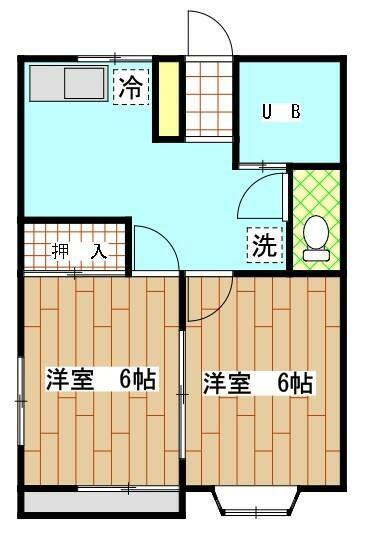 サンハイムII(2K/1階)の間取り写真