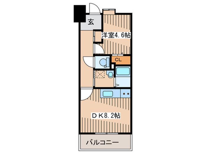 パークフラッツ五橋(1DK/3階)の間取り写真