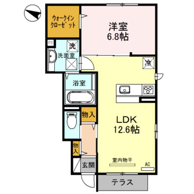 ラ・ルーチェ(1LDK/1階)の間取り写真