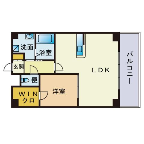 KDXレジデンス天神東2(1LDK/2階)の間取り写真