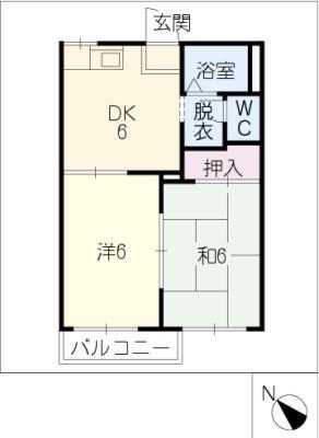 ビレッジ葵B棟(2DK/2階)の間取り写真