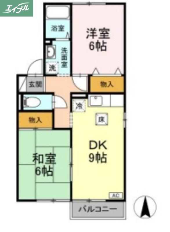 セジュール静(2DK/1階)の間取り写真