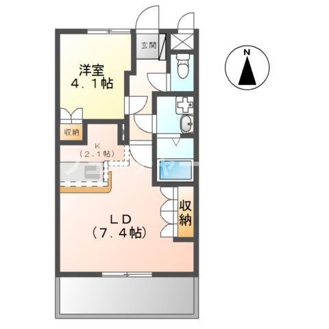 クランテ プラース(1LDK/1階)の間取り写真