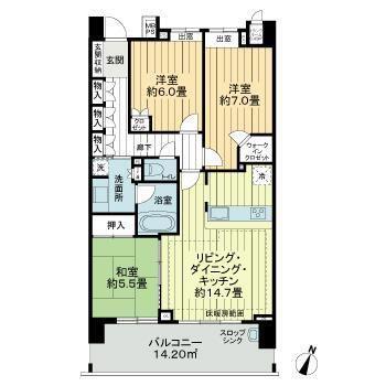 ライオンズ守谷駅前プレミアム(3LDK/10階)の間取り写真