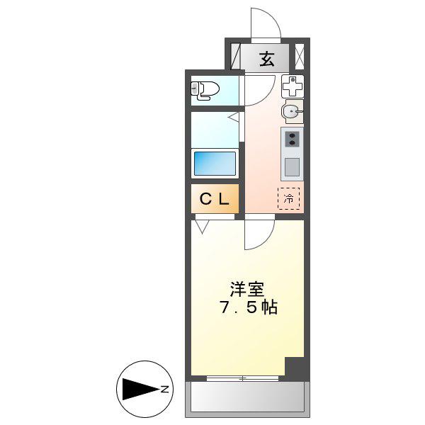 セントラルハイツ明野(1K/3階)の間取り写真