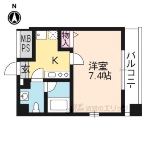 ノース SIDE 1 東館(1K/3階)の間取り写真