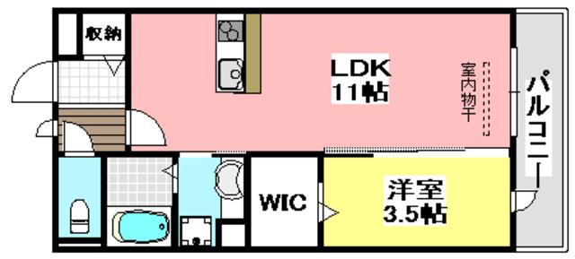 ワンモアオッツ(1LDK/1階)の間取り写真