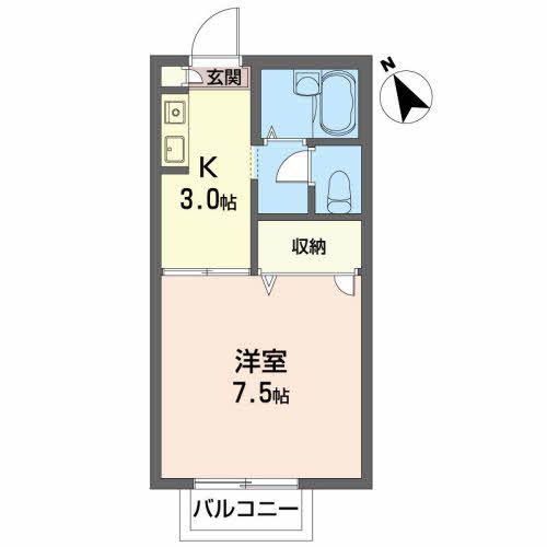 チェリーハイツ(1K/2階)の間取り写真