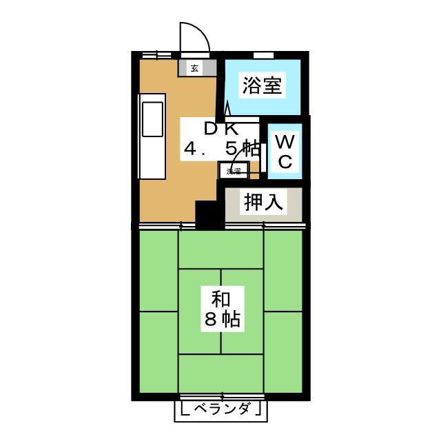 サンシャインヴィラ(1DK/1階)の間取り写真