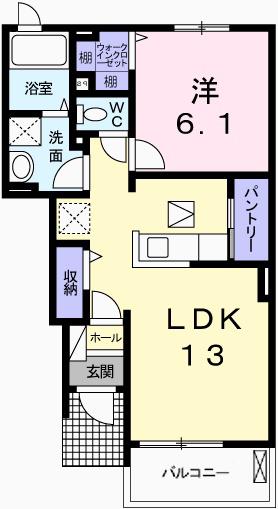 グラン フィオーレA(1LDK/1階)の間取り写真