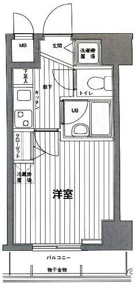 グランドガーラ麻布十番(1K/5階)の間取り写真