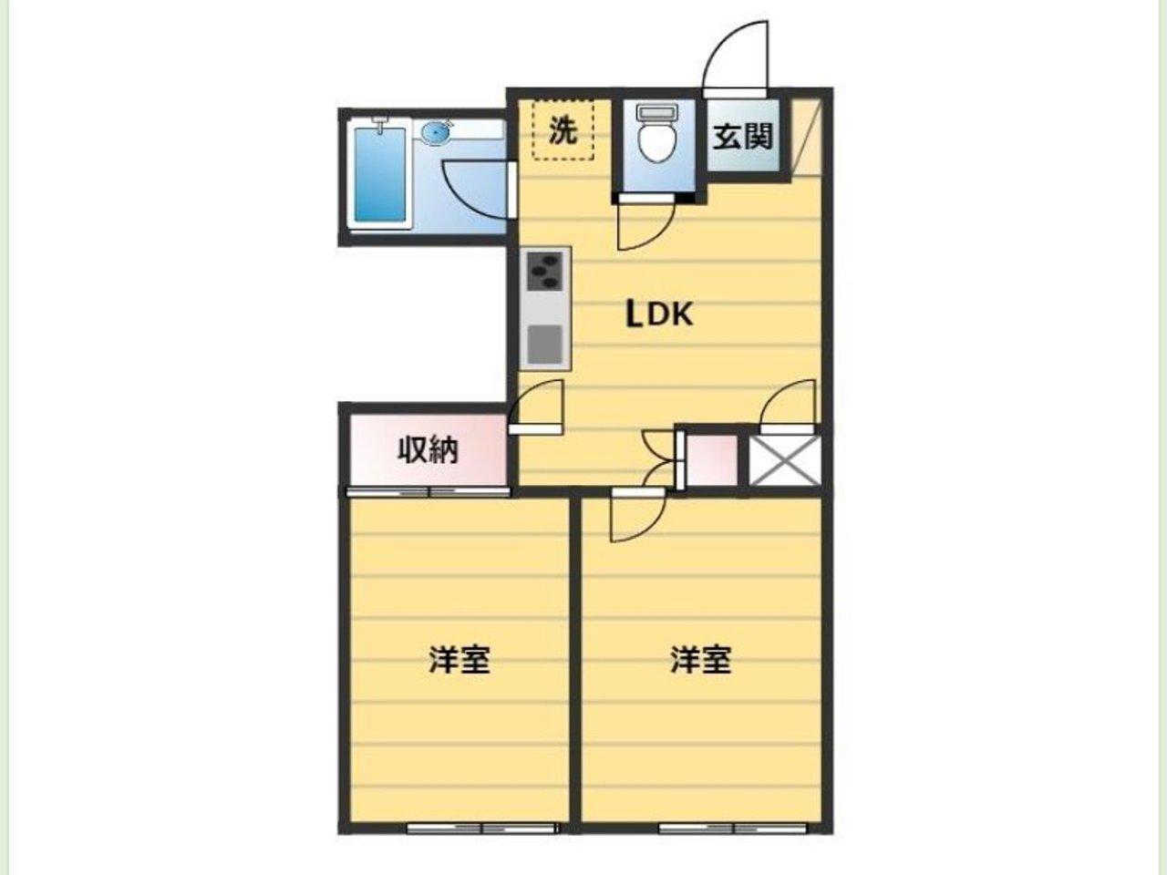 セントラル経堂 広50(2LDK/2階)の間取り写真