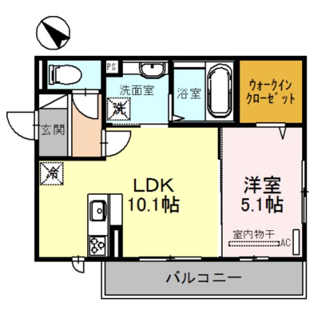 ＪＲ阪和線 富木駅 徒歩7分 3階建 築9年(1LDK/2階)の間取り写真