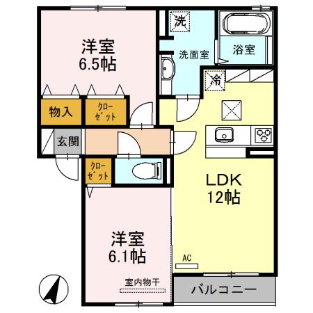 LE GRAND AMENITY HILL ノース(2LDK/1階)の間取り写真