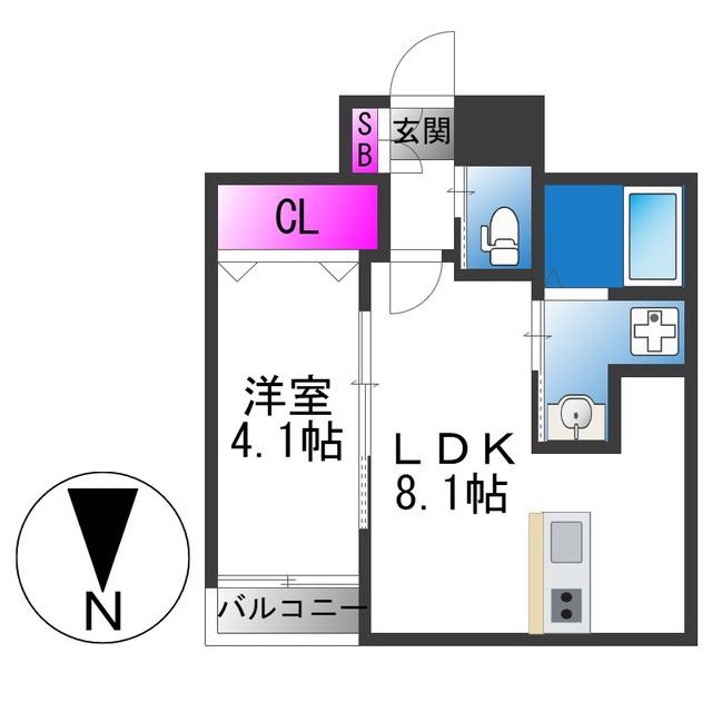 H-MAISON衣摺III(1LDK/2階)の間取り写真