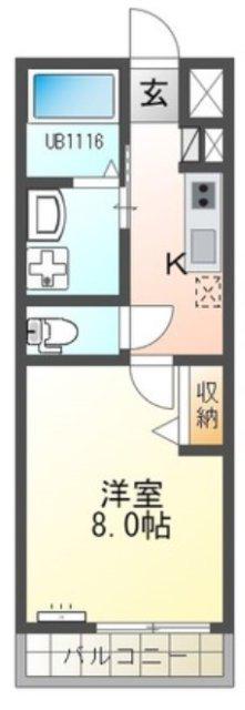 ベルエイト(1K/2階)の間取り写真