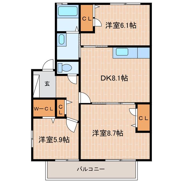 ＪＲ東海道本線 掛川駅 車で22分 2階建 築22年(3DK/2階)の間取り写真