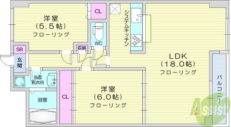 スプリングマンション高瀬(2LDK/2階)の間取り写真