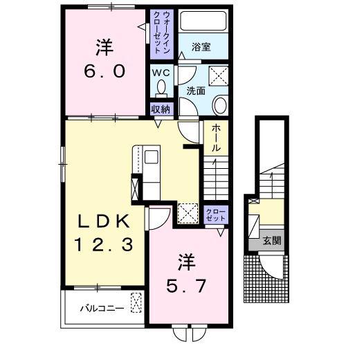 ロードバレーIII(2LDK/2階)の間取り写真