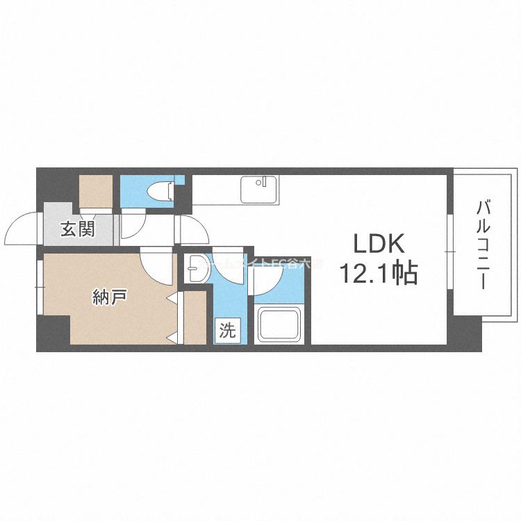 プラウディア今里(1LDK/5階)の間取り写真