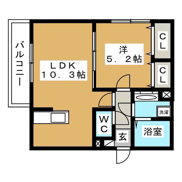 ベアハウス(1LDK/2階)の間取り写真