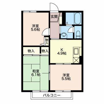 アネックスヒロセ A(3K/2階)の間取り写真