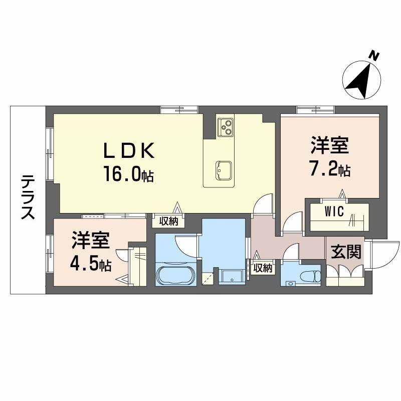 シクラシオン(2LDK/1階)の間取り写真
