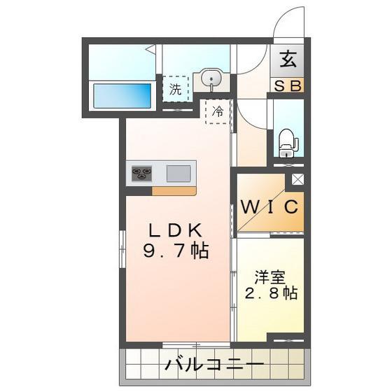 ディーシャンブル 南丸之内B(1LDK/2階)の間取り写真