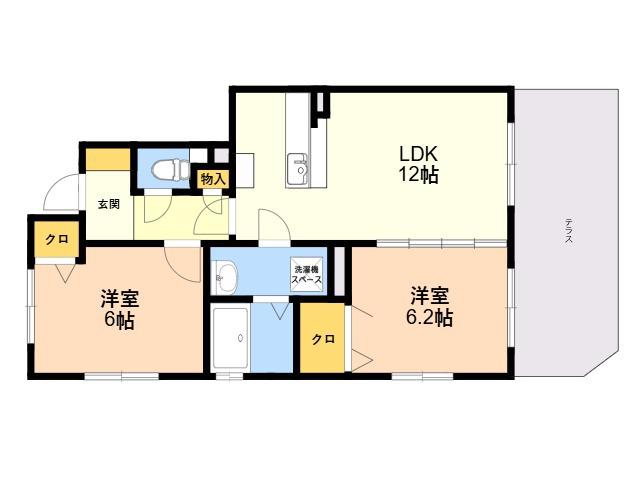 U.ZハイツⅠ(2LDK/1階)の間取り写真