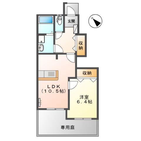 スターテラス喜入(1LDK/1階)の間取り写真