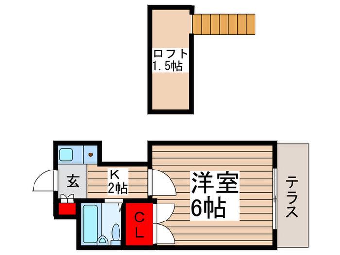 Kポ-ト五香(1K/1階)の間取り写真