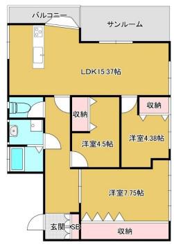 新神野ビル3F(3LDK/3階)の間取り写真