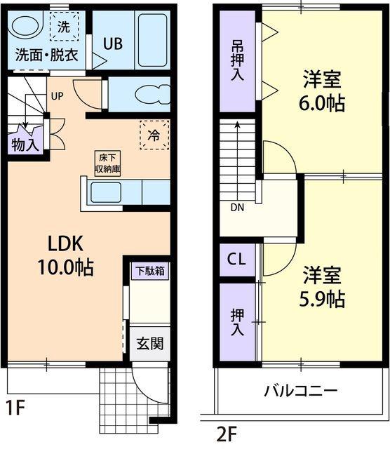 SOLEIL B(2LDK/1階)の間取り写真