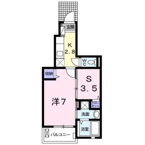 ヤマトサンシャインM(1SK/1階)の間取り写真