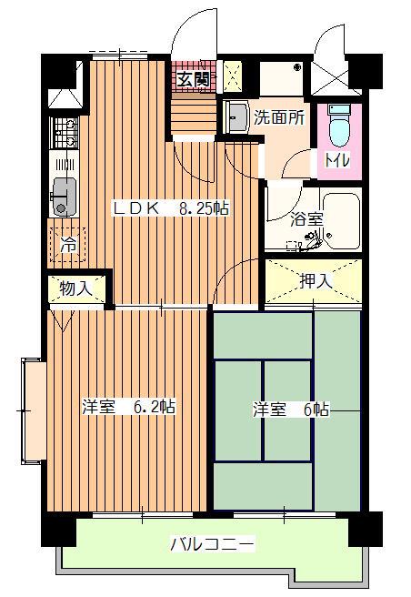 メルベーユ(2LDK/4階)の間取り写真