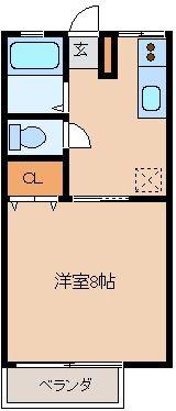 アンジェロ(1K/1階)の間取り写真