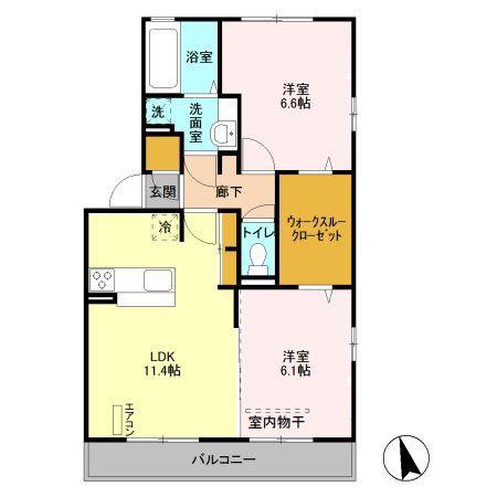 HOUSE BEBE(2LDK/2階)の間取り写真