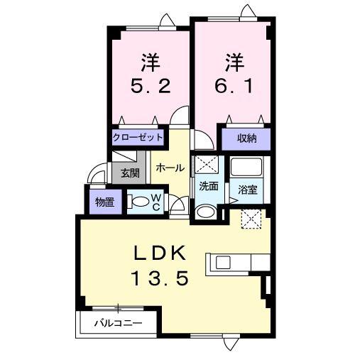 メニ-ハピネス・T(2LDK/2階)の間取り写真