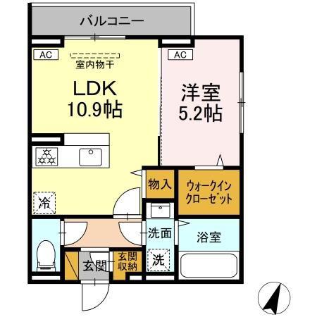D-ROOM末広I B(1LDK/2階)の間取り写真